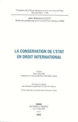 LA CONSERVATION DE L'ETAT EN DROIT INTERNATIONAL