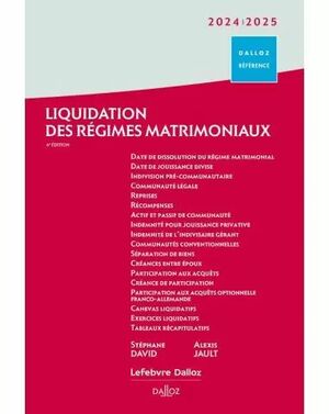 LIQUIDATION DES RÉGIMES MATRIMONIAUX 2024/2025
