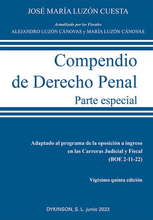 COMPENDIO DE DERECHO PENAL PARTE ESPECIAL 25ª ED 2023